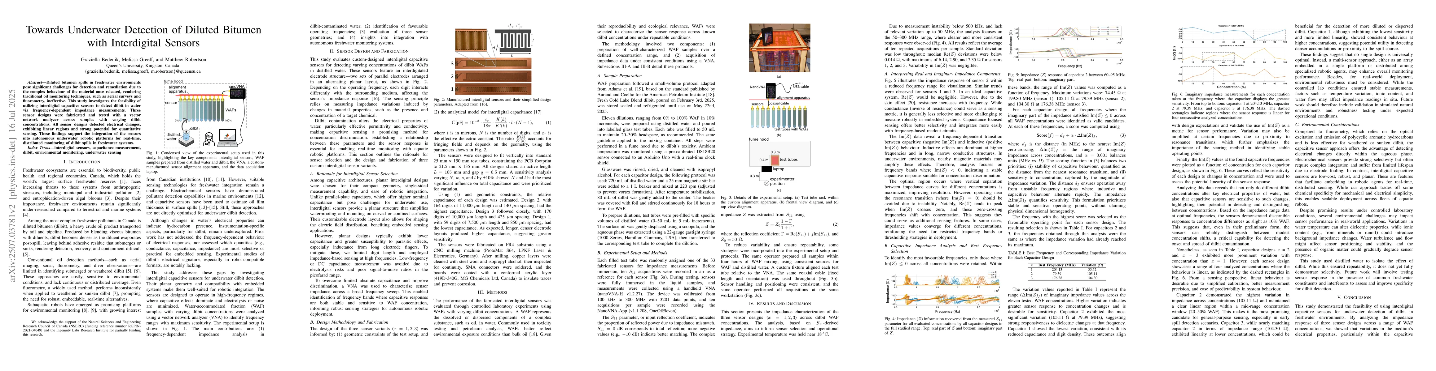 Thumbnail for Towards Underwater Detection of Diluted Bitumen with Interdigital
  Sensors