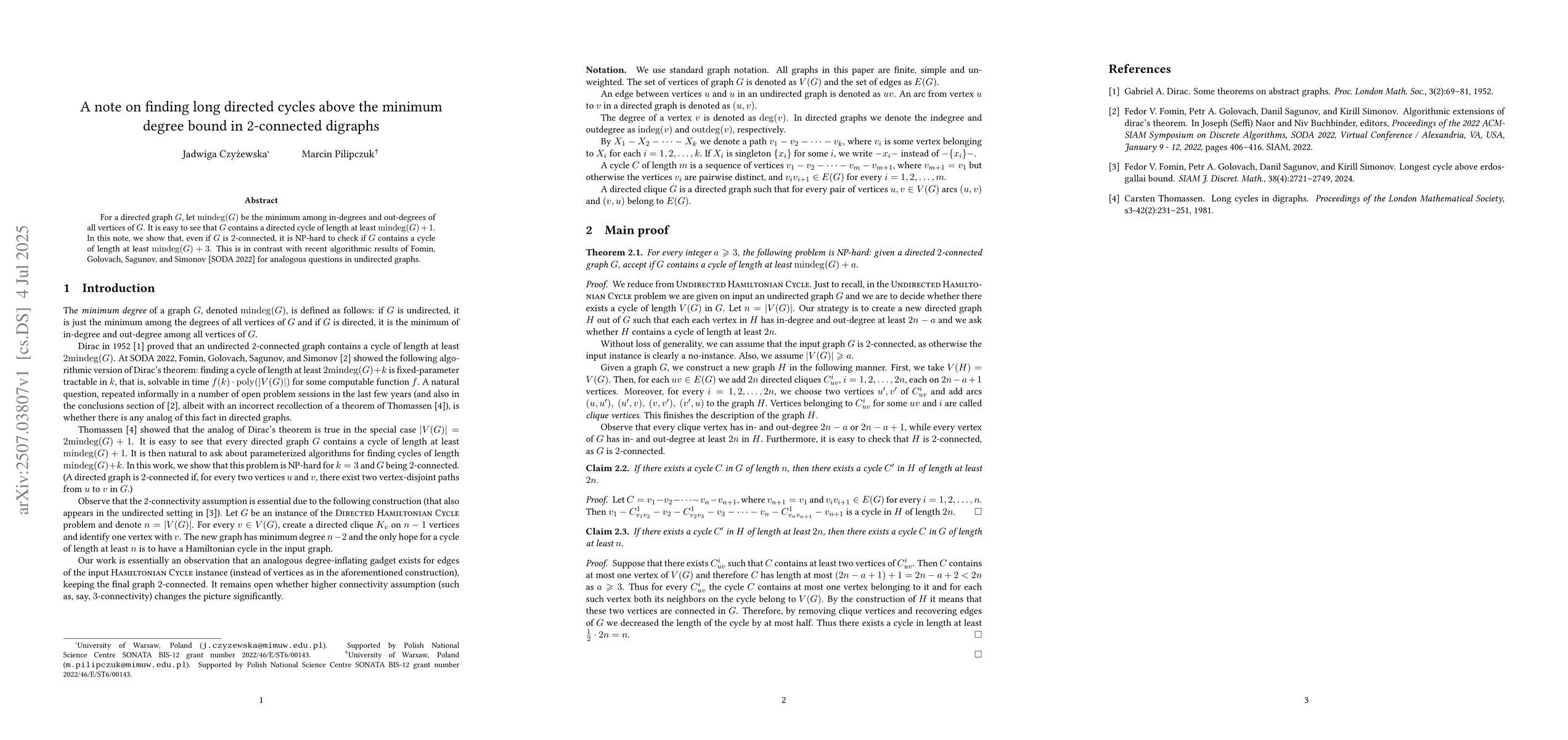 Thumbnail for A note on finding long directed cycles above the minimum degree bound in
  2-connected digraphs