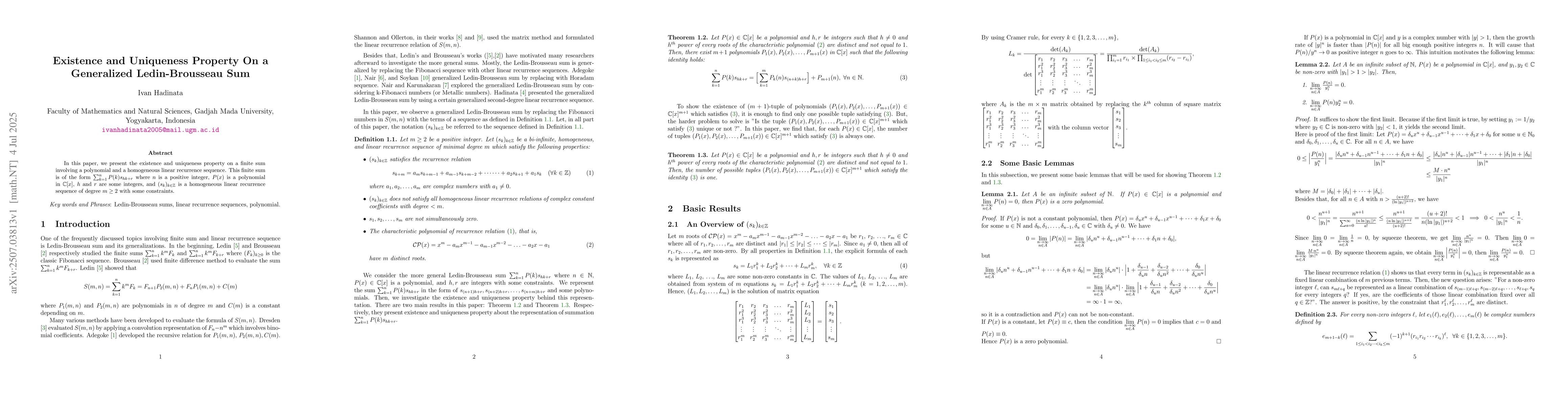 Thumbnail for Existence and Uniqueness Property On a Generalized Ledin-Brousseau Sum