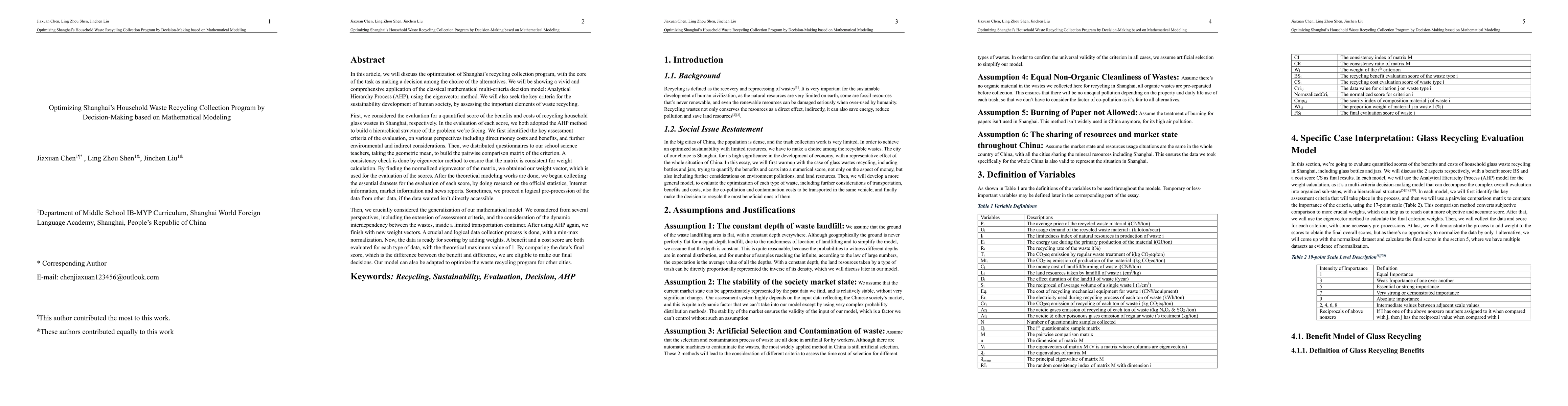Thumbnail for Optimizing Shanghai's Household Waste Recycling Collection Program by
  Decision-Making based on Mathematical Modeling