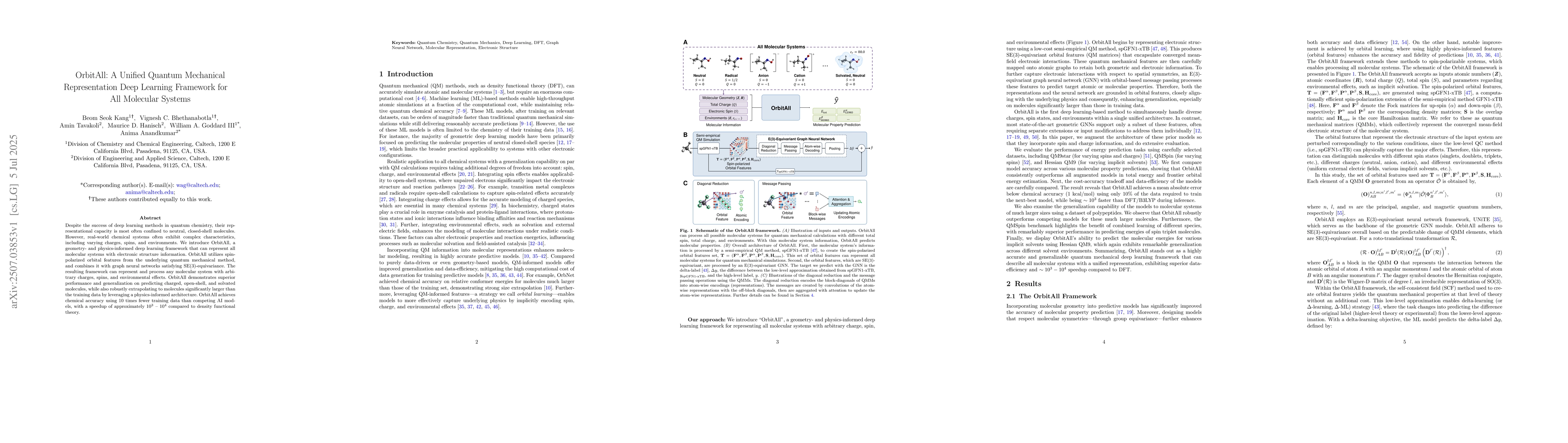 Thumbnail for OrbitAll: A Unified Quantum Mechanical Representation Deep Learning
  Framework for All Molecular Systems