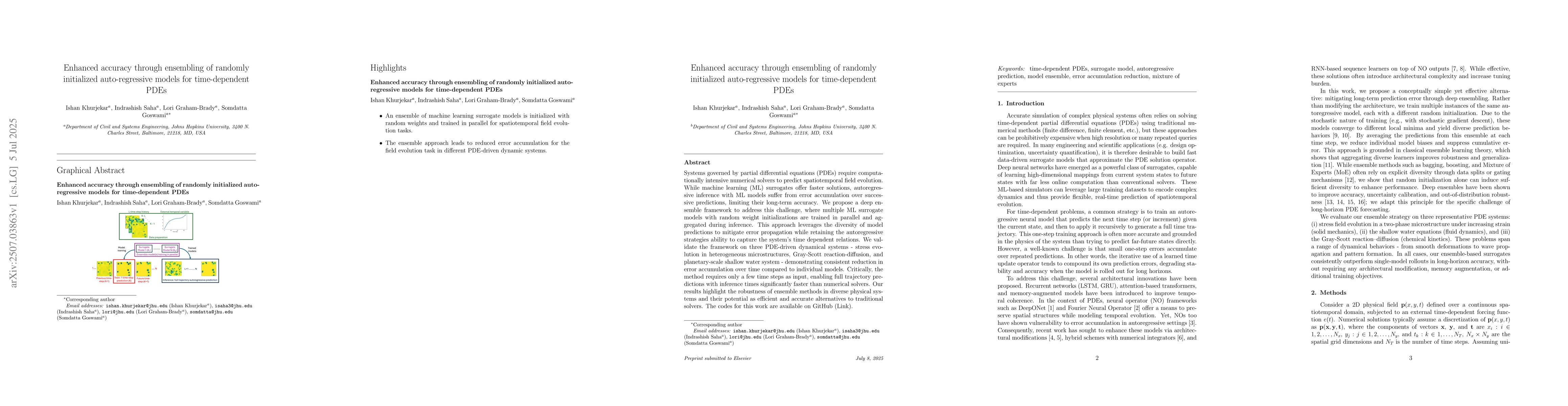 Thumbnail for Enhanced accuracy through ensembling of randomly initialized
  auto-regressive models for time-dependent PDEs