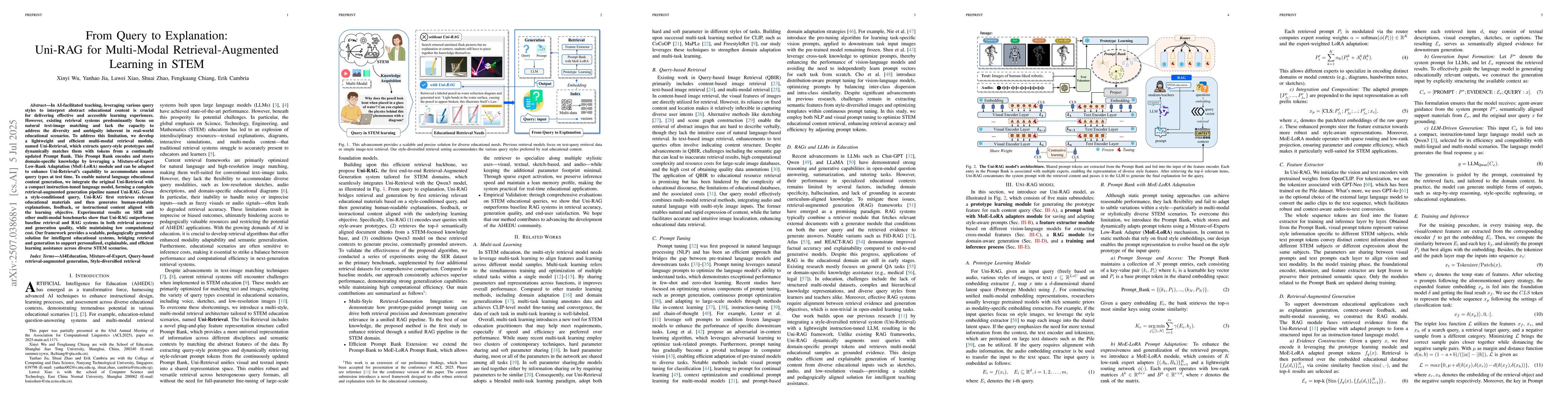 Thumbnail for From Query to Explanation: Uni-RAG for Multi-Modal Retrieval-Augmented
  Learning in STEM