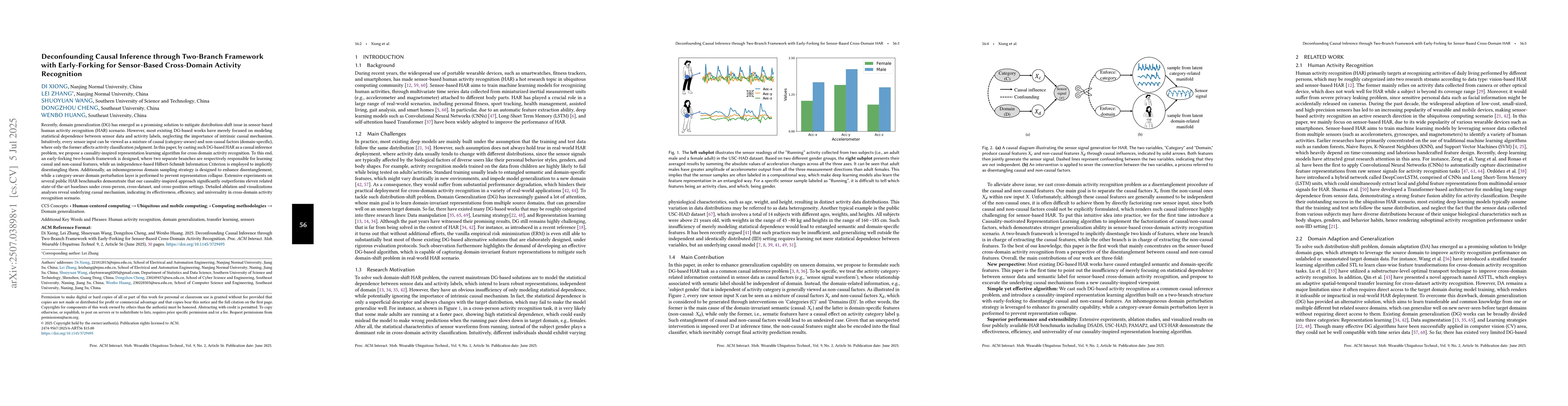 Thumbnail for Deconfounding Causal Inference through Two-Branch Framework with
  Early-Forking for Sensor-Based Cross-Domain Activity Recognition