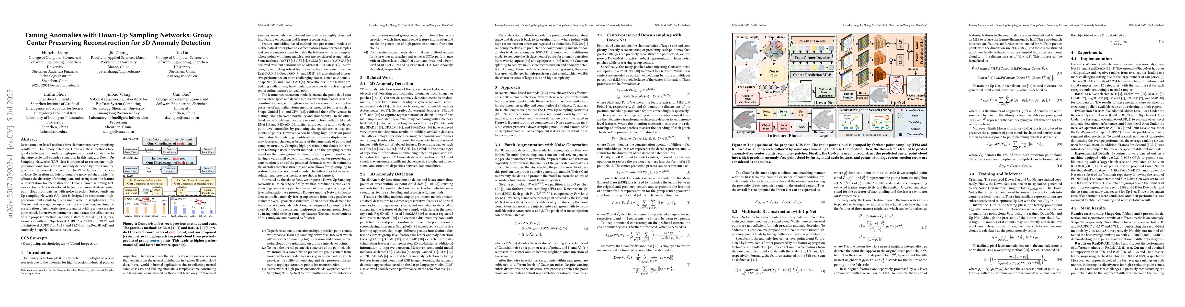 Thumbnail for Taming Anomalies with Down-Up Sampling Networks: Group Center Preserving
  Reconstruction for 3D Anomaly Detection
