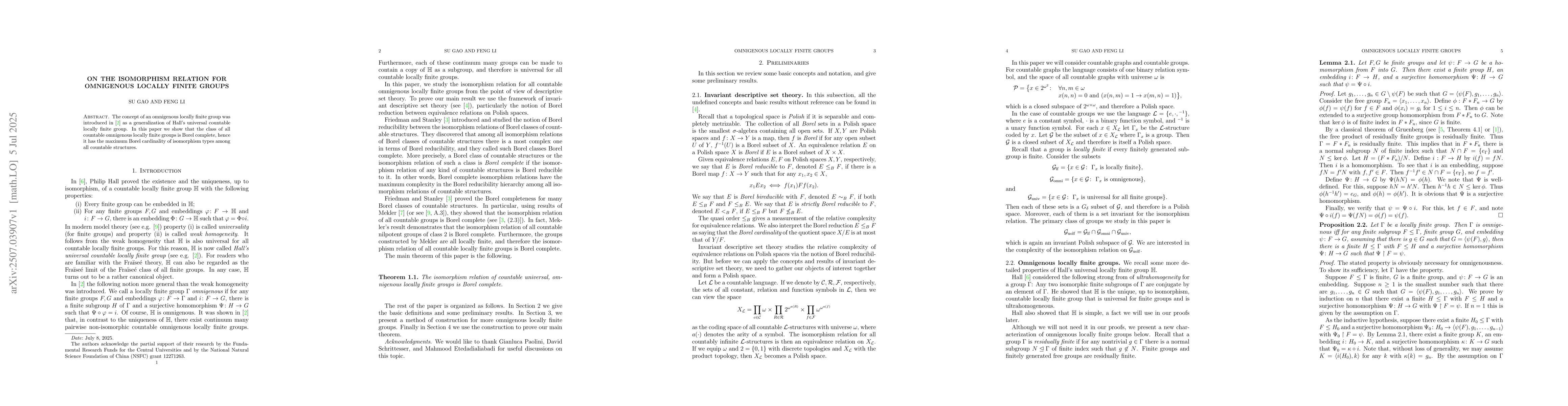 Thumbnail for On the Isomorphism Relation for Omnigenous Locally Finite Groups