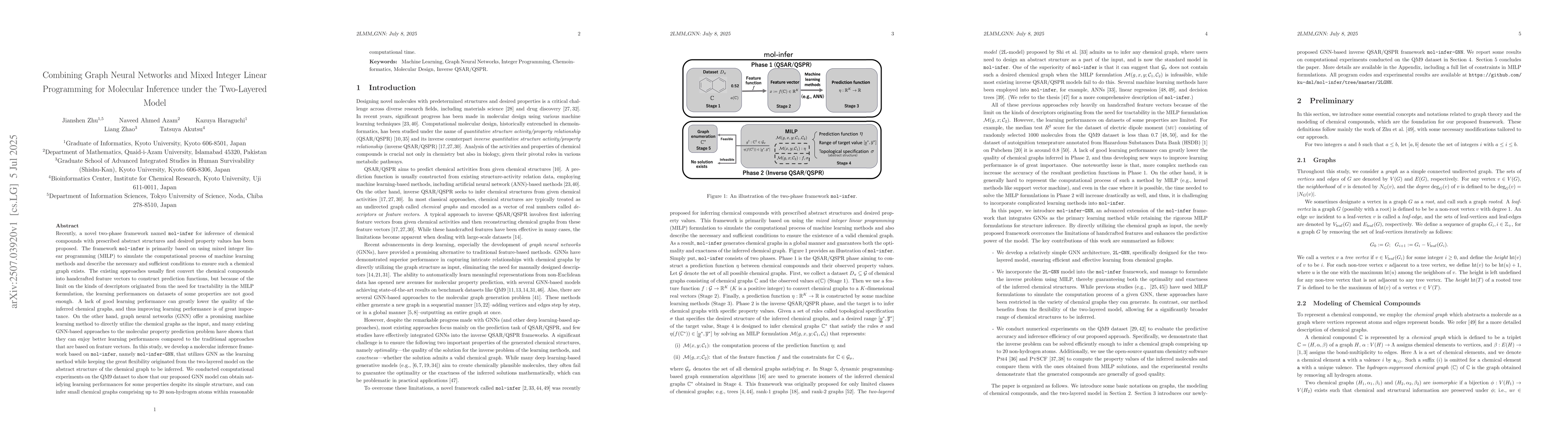 Thumbnail for Combining Graph Neural Networks and Mixed Integer Linear Programming for
  Molecular Inference under the Two-Layered Model