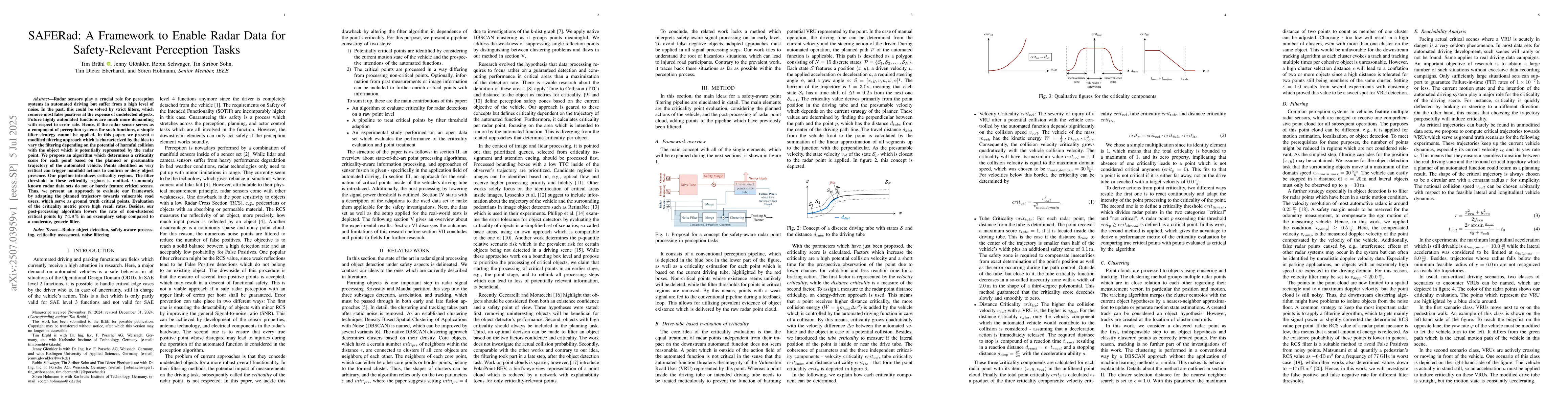 Thumbnail for SAFERad: A Framework to Enable Radar Data for Safety-Relevant Perception
  Tasks