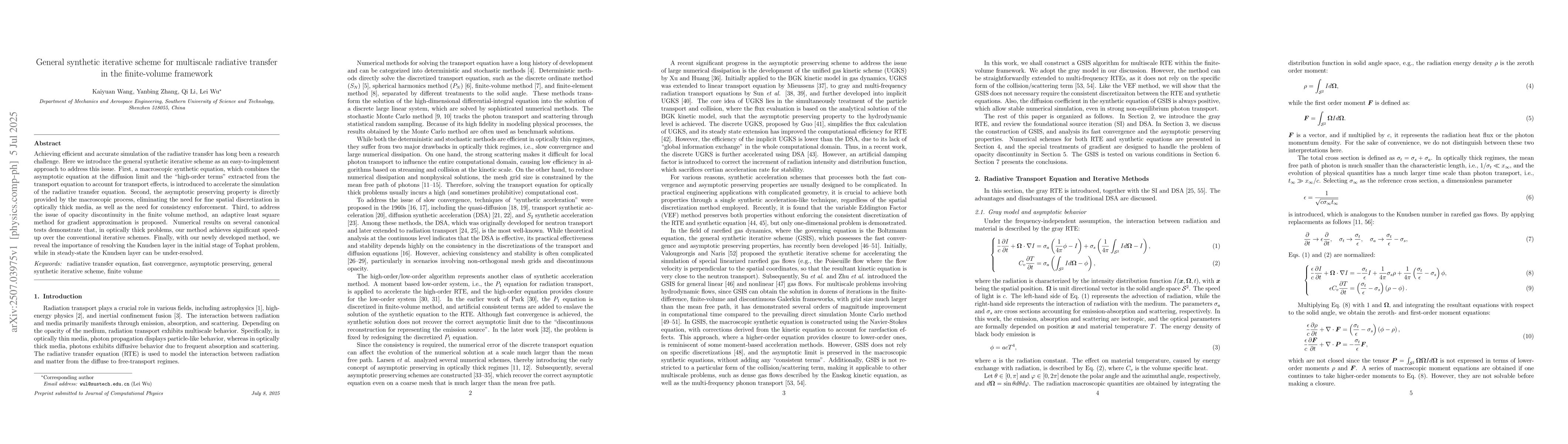Thumbnail for General synthetic iterative scheme for multiscale radiative transfer in
  the finite-volume framework