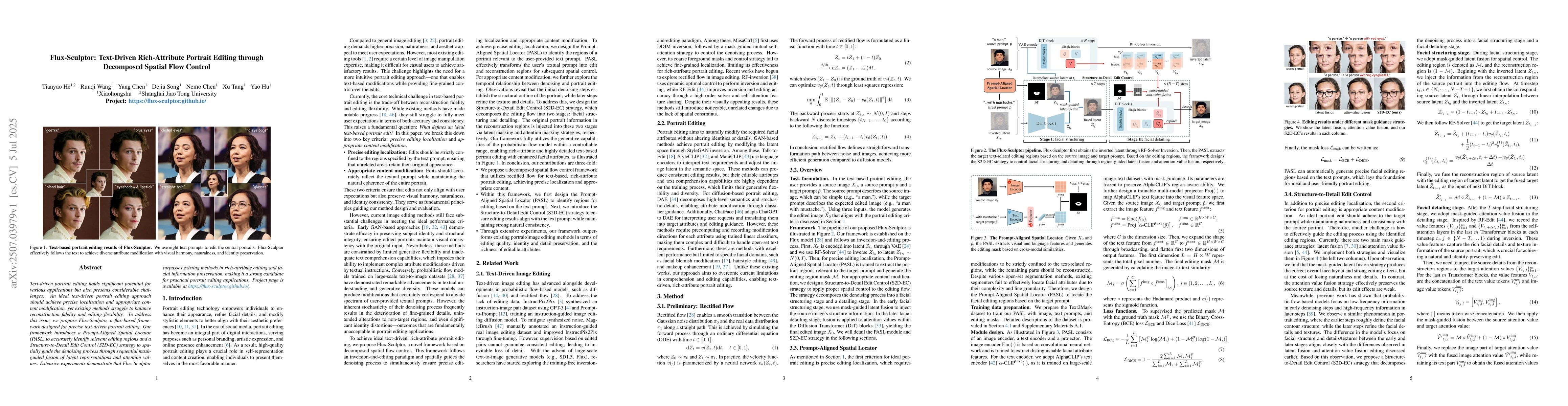 Thumbnail for Flux-Sculptor: Text-Driven Rich-Attribute Portrait Editing through
  Decomposed Spatial Flow Control