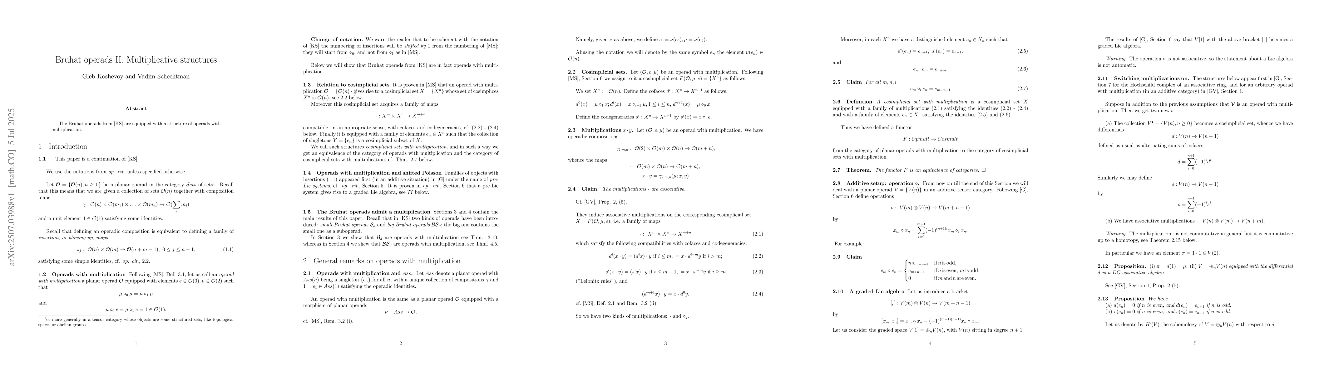 Thumbnail for Bruhat operads II. Multiplicative structures