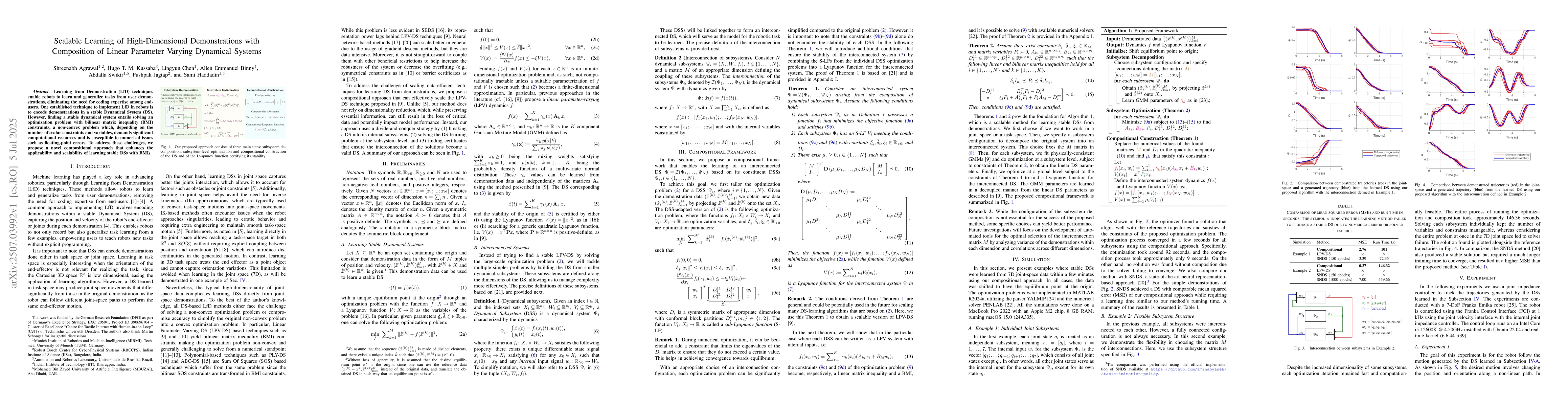 Thumbnail for Scalable Learning of High-Dimensional Demonstrations with Composition of
  Linear Parameter Varying Dynamical Systems
