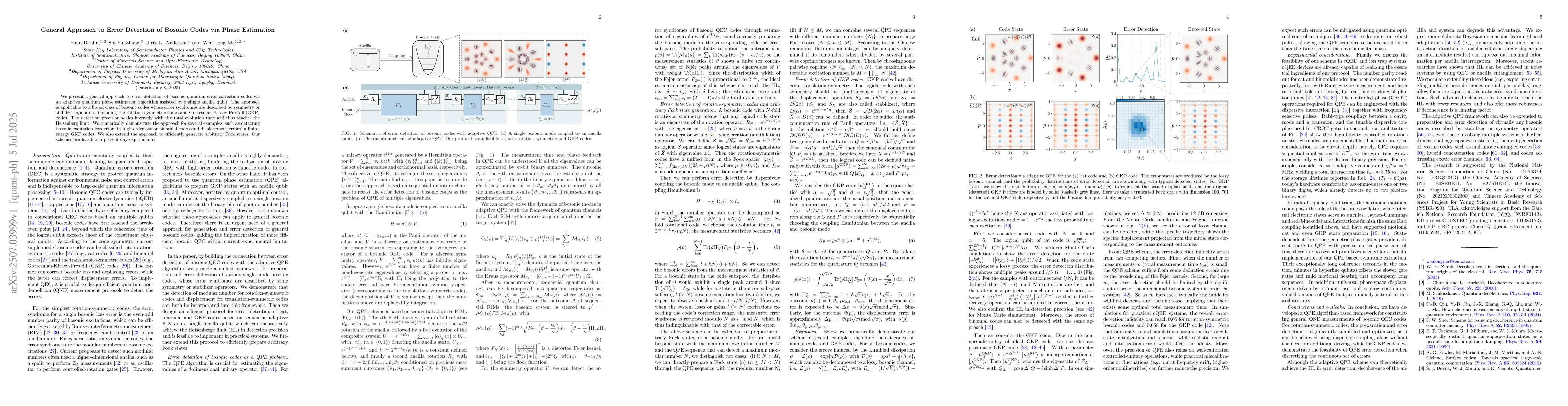 Thumbnail for General Approach to Error Detection of Bosonic Codes via Phase
  Estimation
