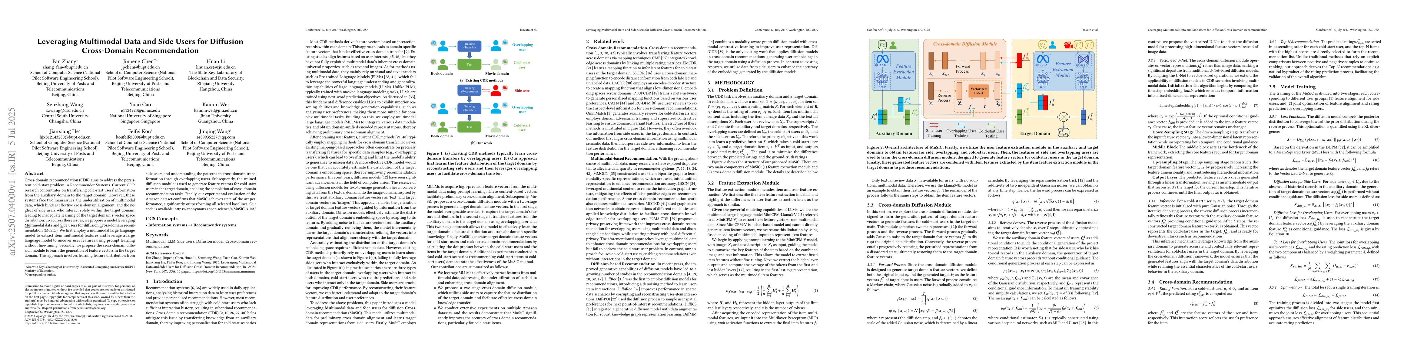 Thumbnail for Leveraging Multimodal Data and Side Users for Diffusion Cross-Domain
  Recommendation