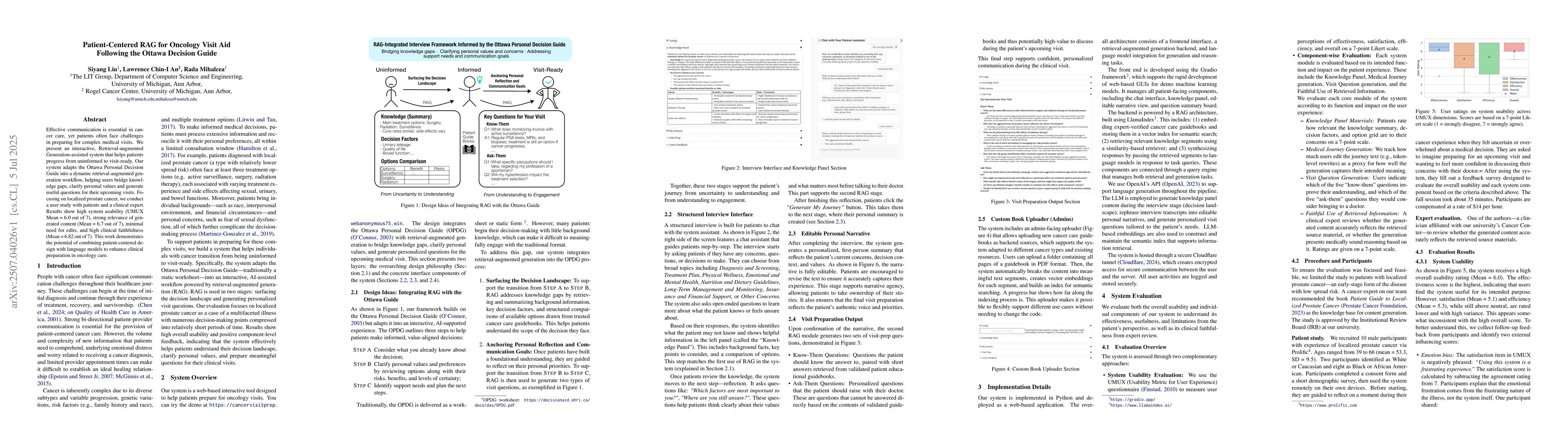 Thumbnail for Patient-Centered RAG for Oncology Visit Aid Following the Ottawa
  Decision Guide