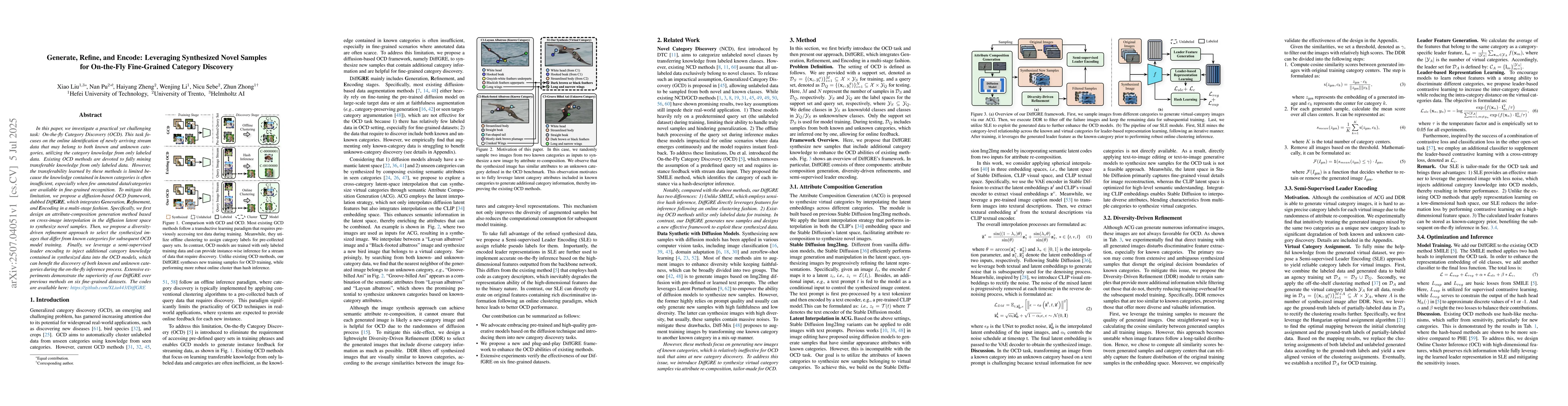 Thumbnail for Generate, Refine, and Encode: Leveraging Synthesized Novel Samples for
  On-the-Fly Fine-Grained Category Discovery