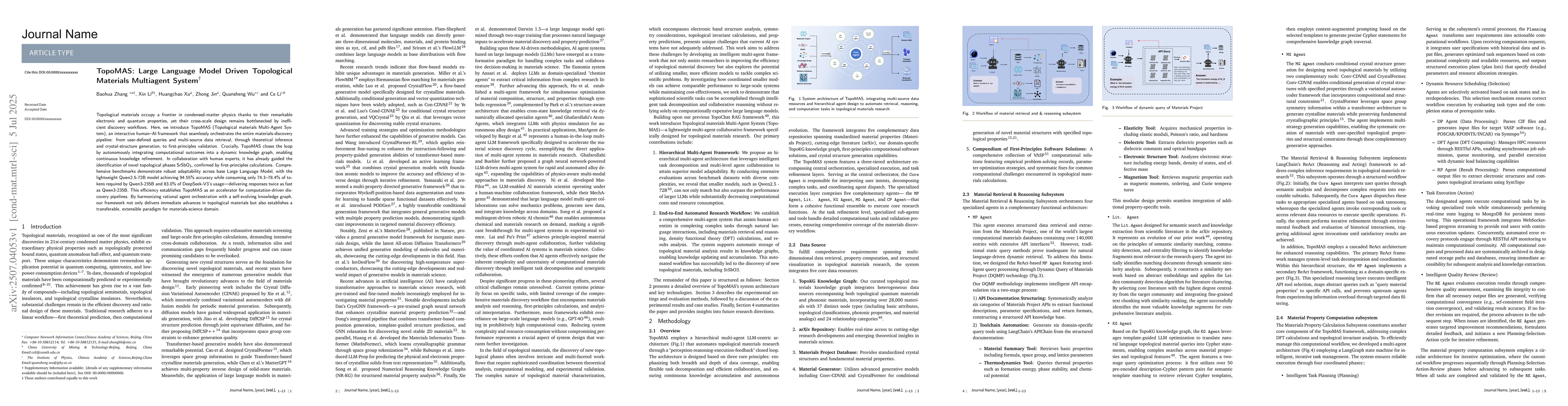 Thumbnail for TopoMAS: Large Language Model Driven Topological Materials Multiagent
  System