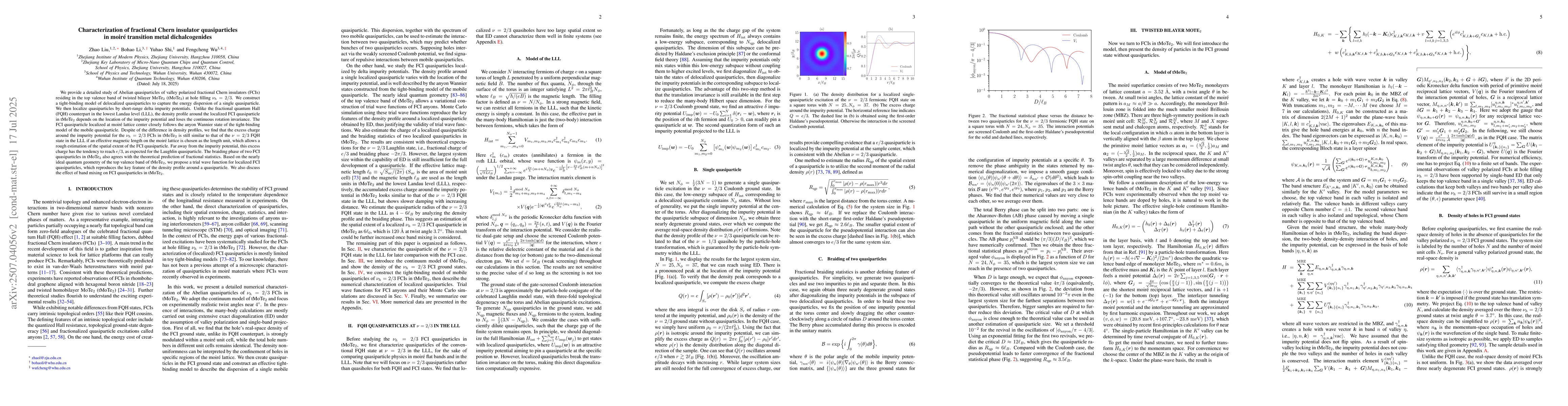 Thumbnail for Characterization of fractional Chern insulator quasiparticles in moiré
  transition metal dichalcogenides