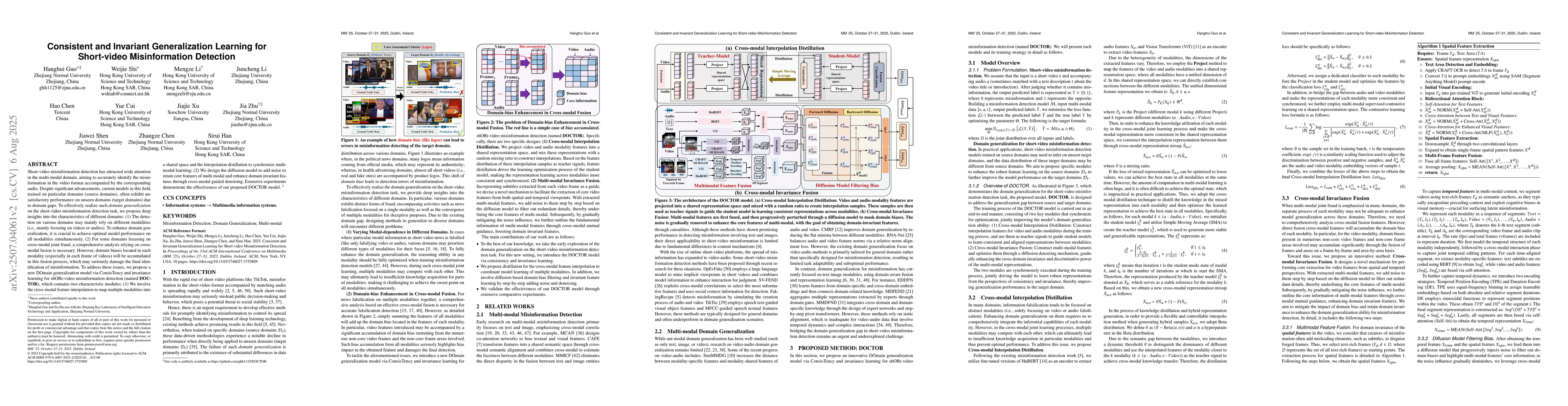 Thumbnail for Consistent and Invariant Generalization Learning for Short-video
  Misinformation Detection