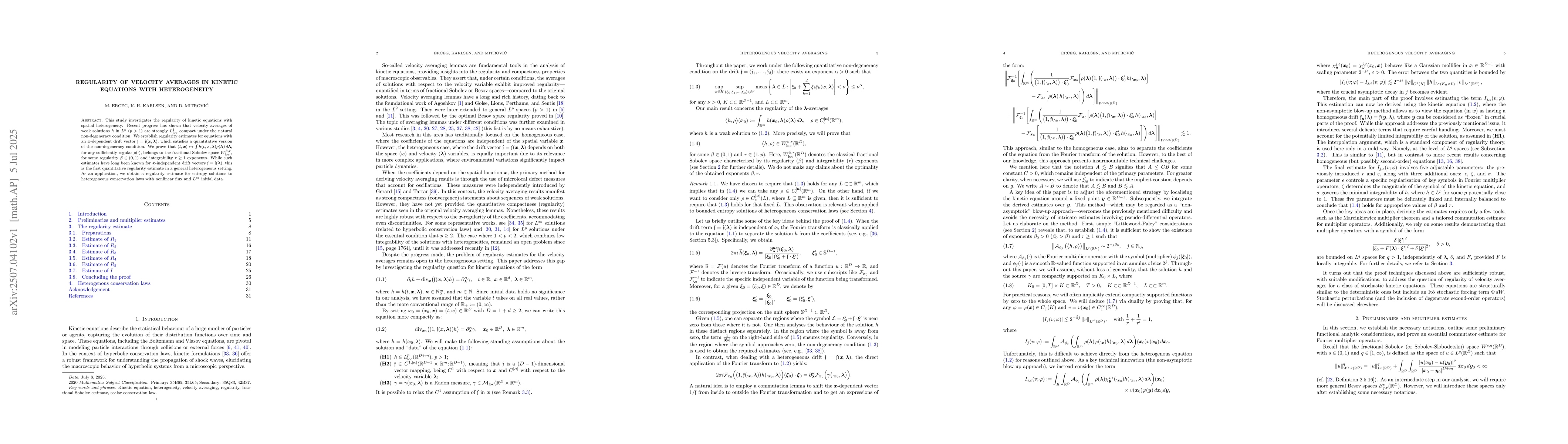 Thumbnail for Regularity of velocity averages in kinetic equations with heterogeneity
