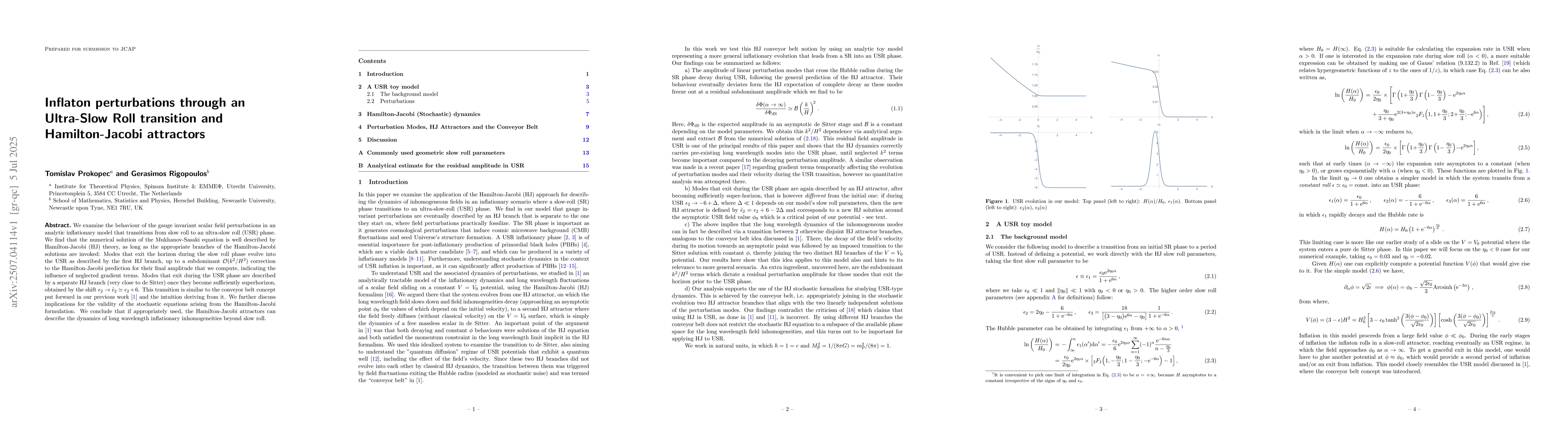 Thumbnail for Inflaton perturbations through an Ultra-Slow Roll transition and
  Hamilton-Jacobi attractors