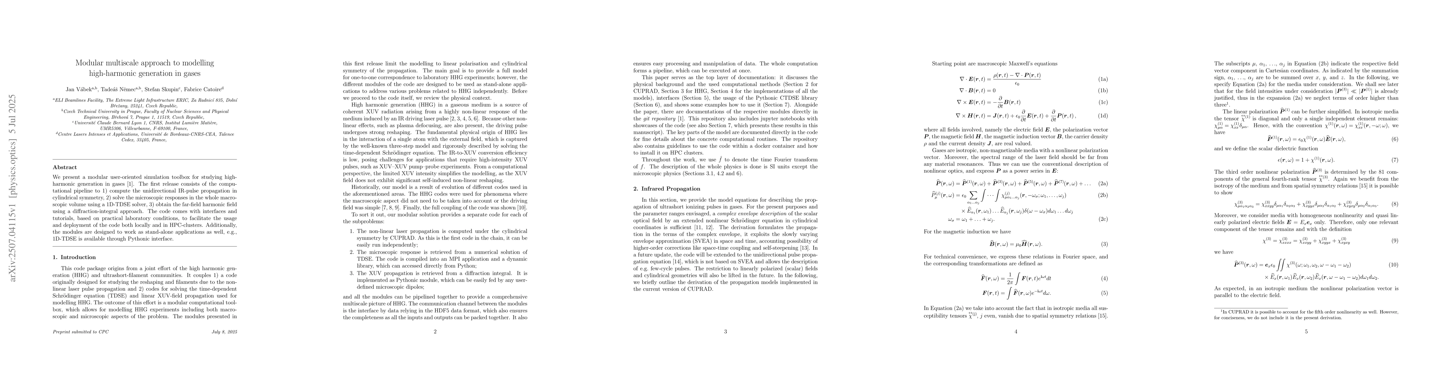 Thumbnail for Modular multiscale approach to modelling high-harmonic generation in
  gases