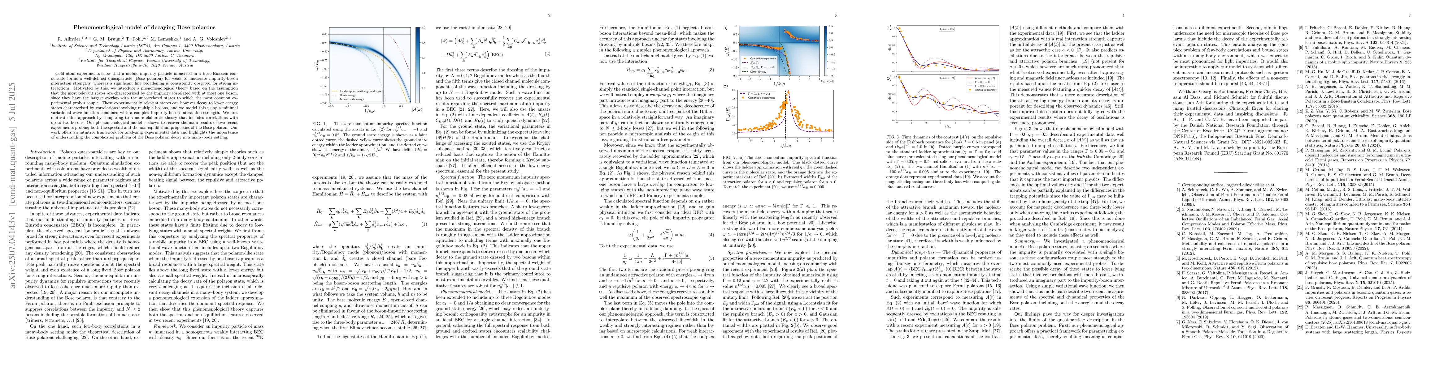 Thumbnail for Phenomenological model of decaying Bose polarons