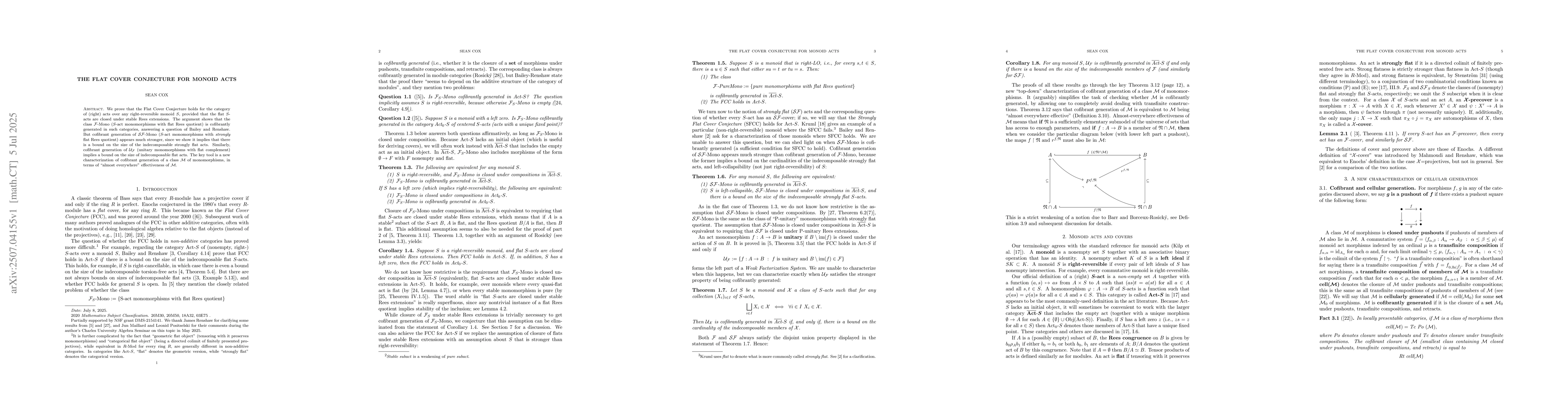 Thumbnail for The Flat Cover Conjecture for Monoid Acts