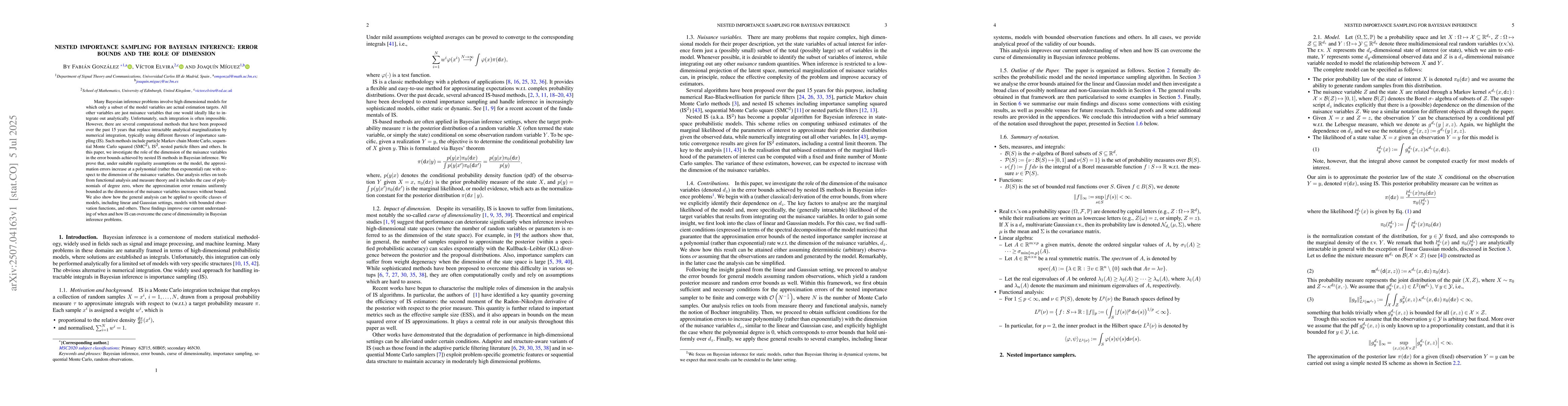 Thumbnail for Nested importance sampling for Bayesian inference: error bounds and the
  role of dimension