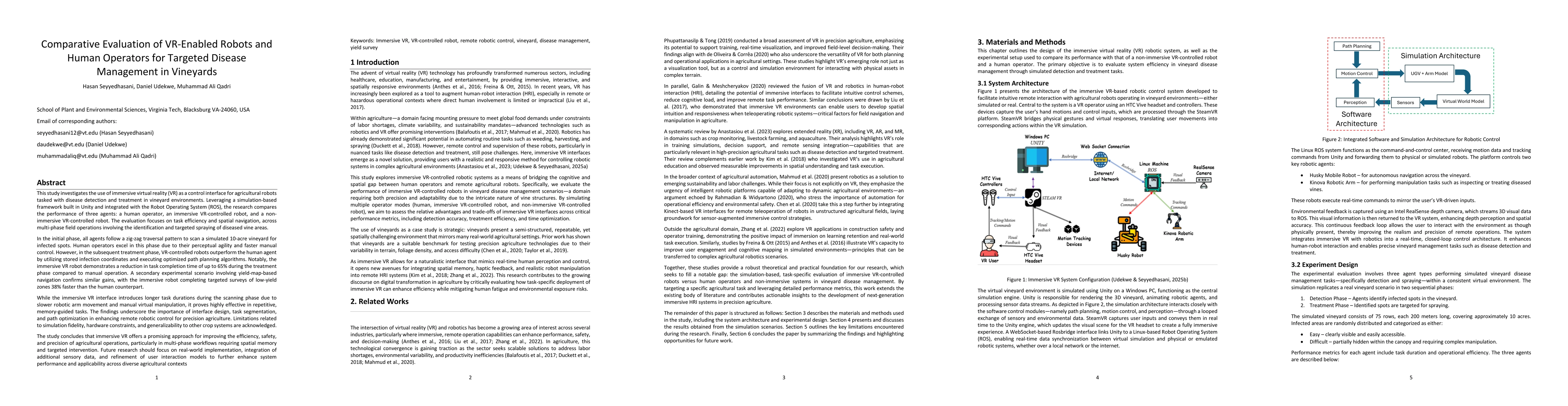 Thumbnail for Comparative Evaluation of VR-Enabled Robots and Human Operators for
  Targeted Disease Management in Vineyards