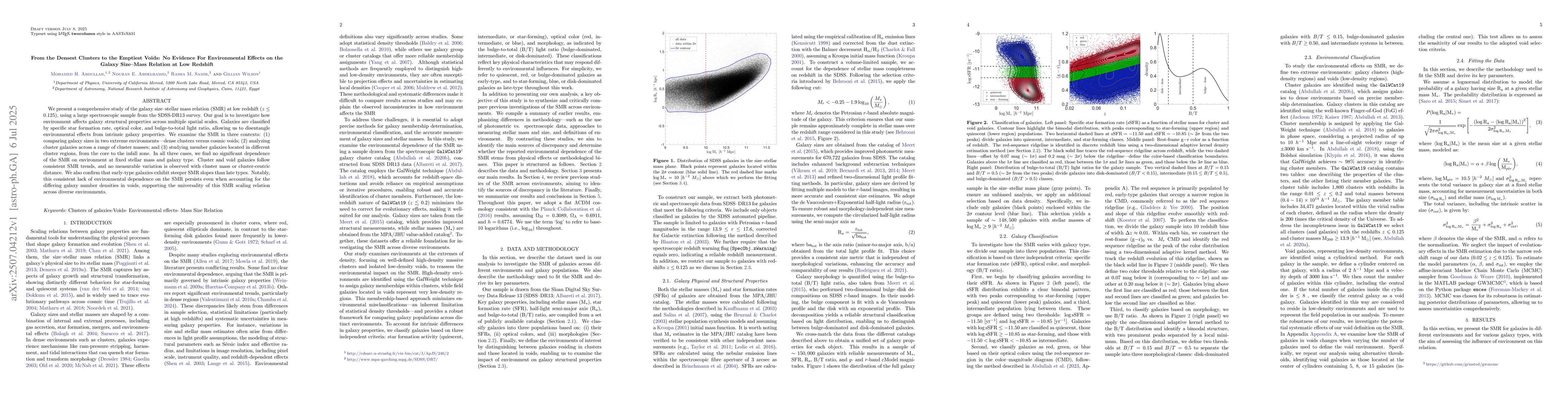 Thumbnail for From the Densest Clusters to the Emptiest Voids: No Evidence For
  Environmental Effects on the Galaxy Size-Mass Relation at Low Redshift