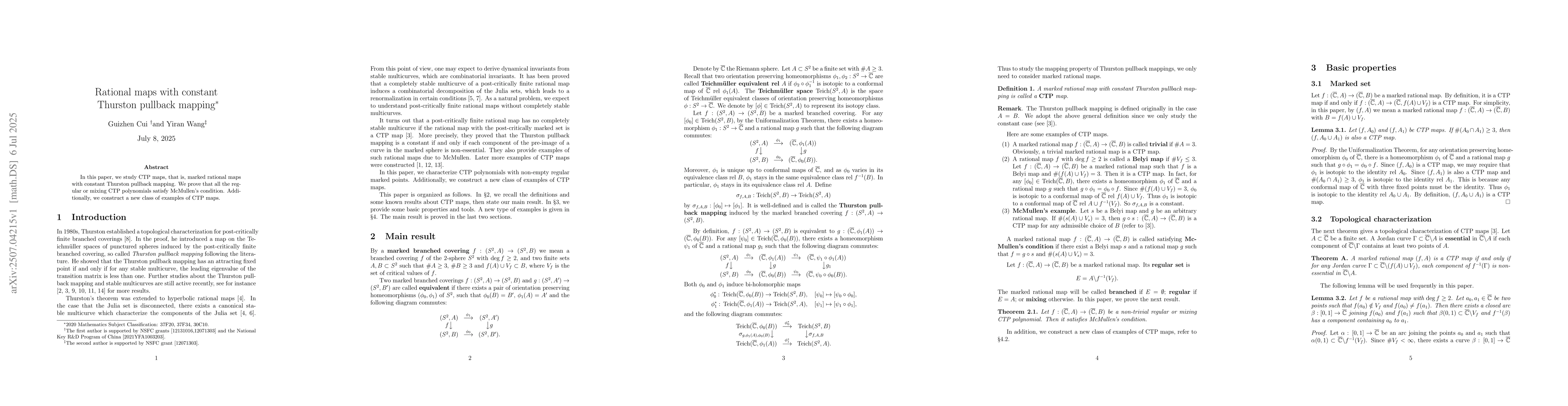 Thumbnail for Rational maps with constant Thurston pullback mapping