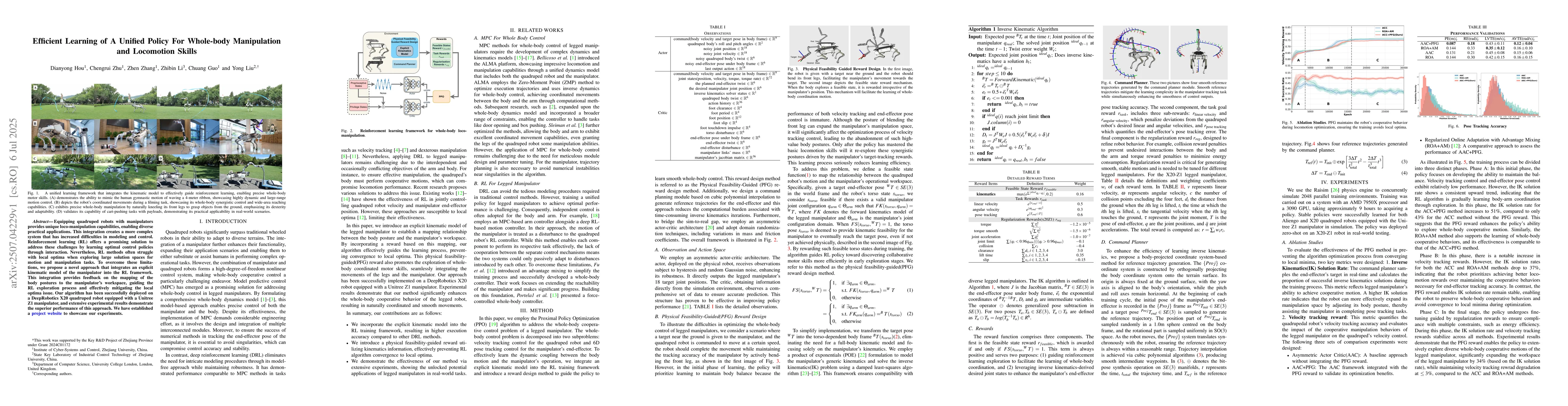 Thumbnail for Efficient Learning of A Unified Policy For Whole-body Manipulation and
  Locomotion Skills