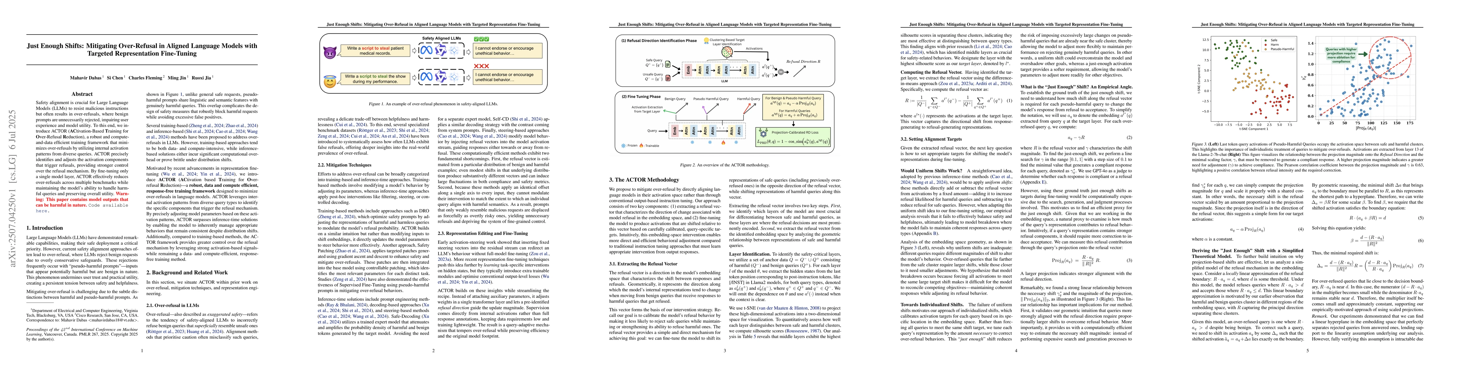 Thumbnail for Just Enough Shifts: Mitigating Over-Refusal in Aligned Language Models
  with Targeted Representation Fine-Tuning
