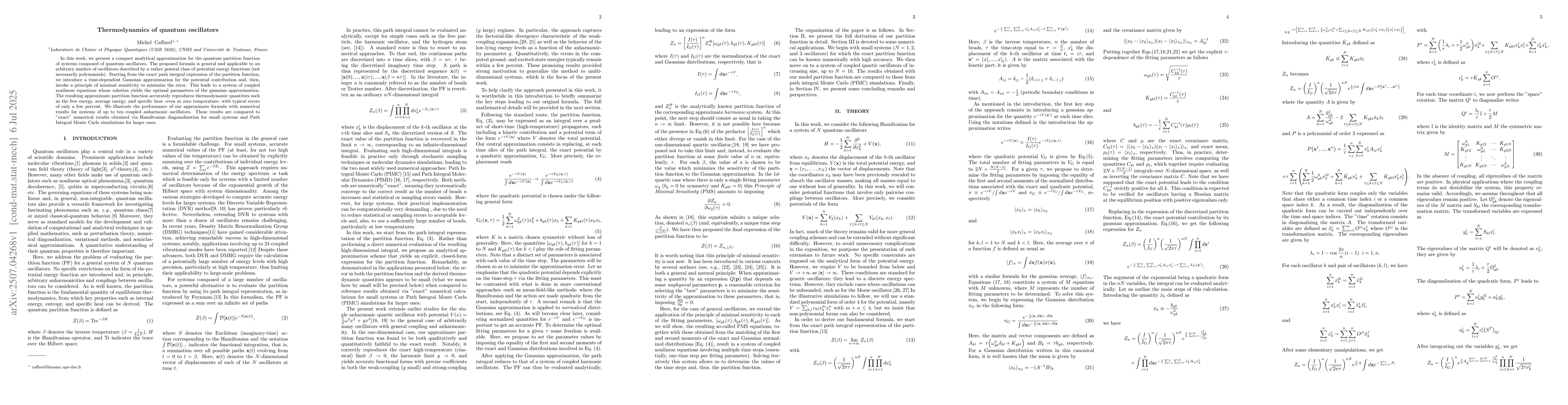Thumbnail for Thermodynamics of quantum oscillators