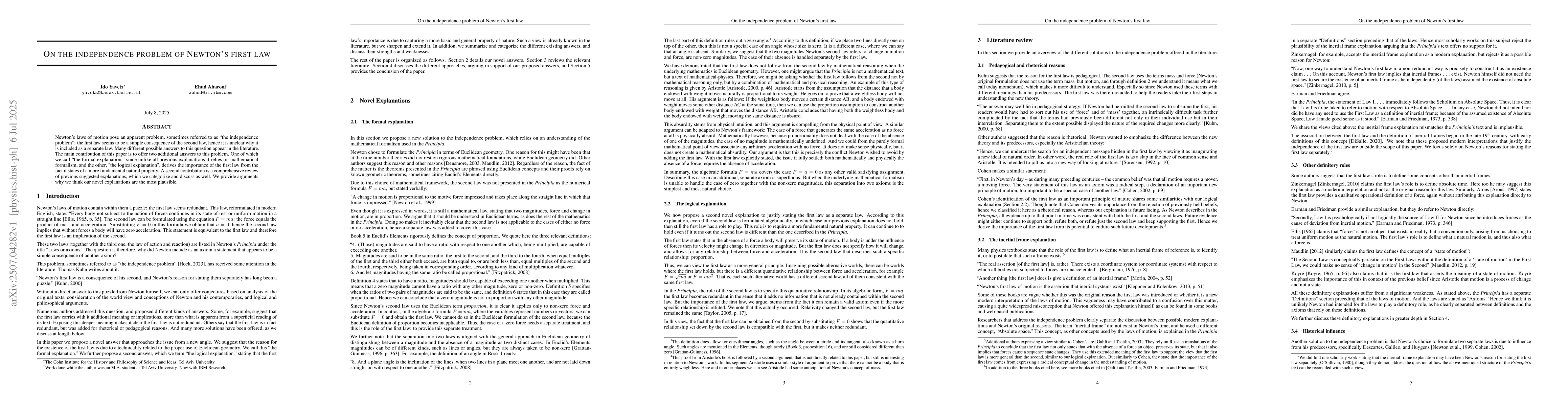 Thumbnail for On the independence problem of Newton's first law
