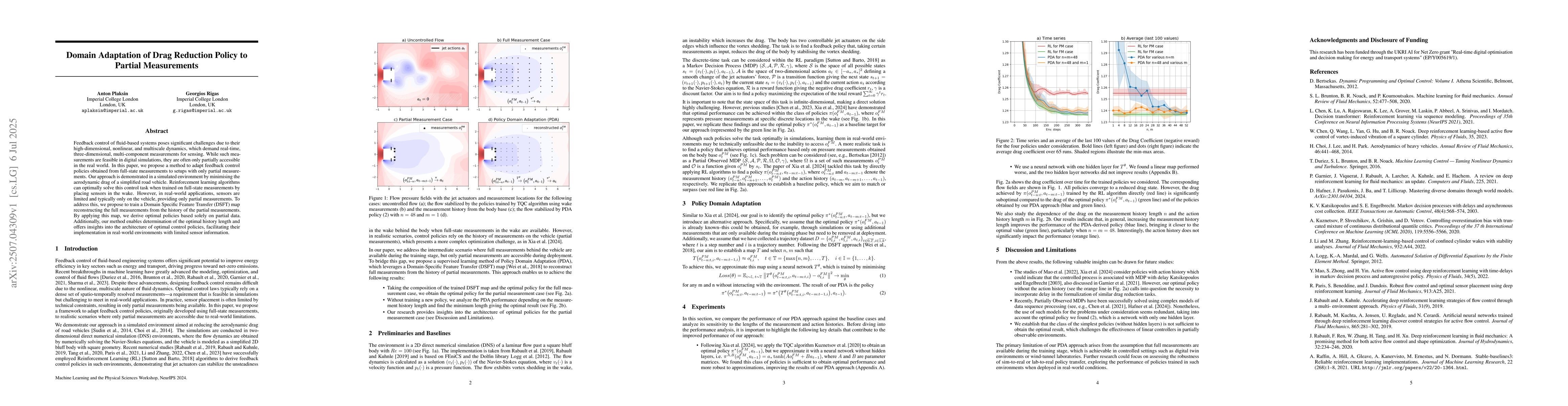 Thumbnail for Domain Adaptation of Drag Reduction Policy to Partial Measurements
