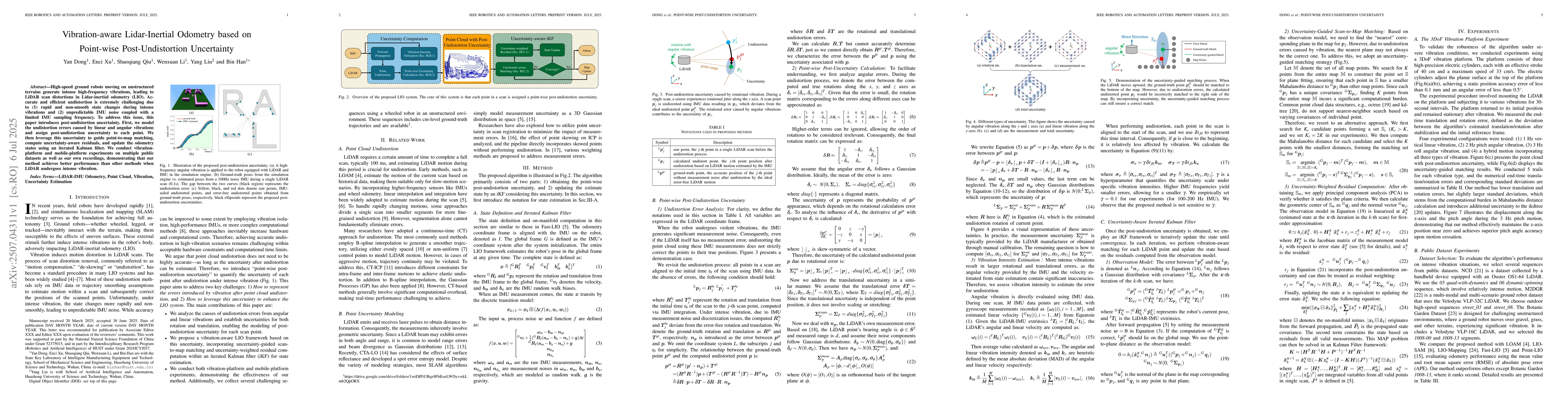 Thumbnail for Vibration-aware Lidar-Inertial Odometry based on Point-wise
  Post-Undistortion Uncertainty