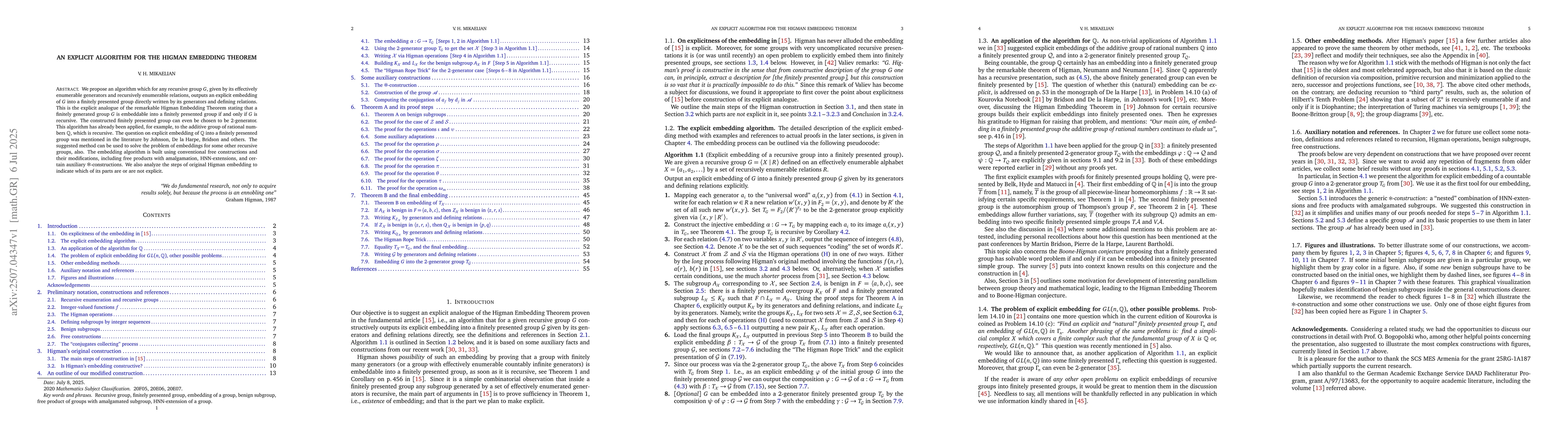 Thumbnail for An explicit algorithm for the Higman Embedding Theorem