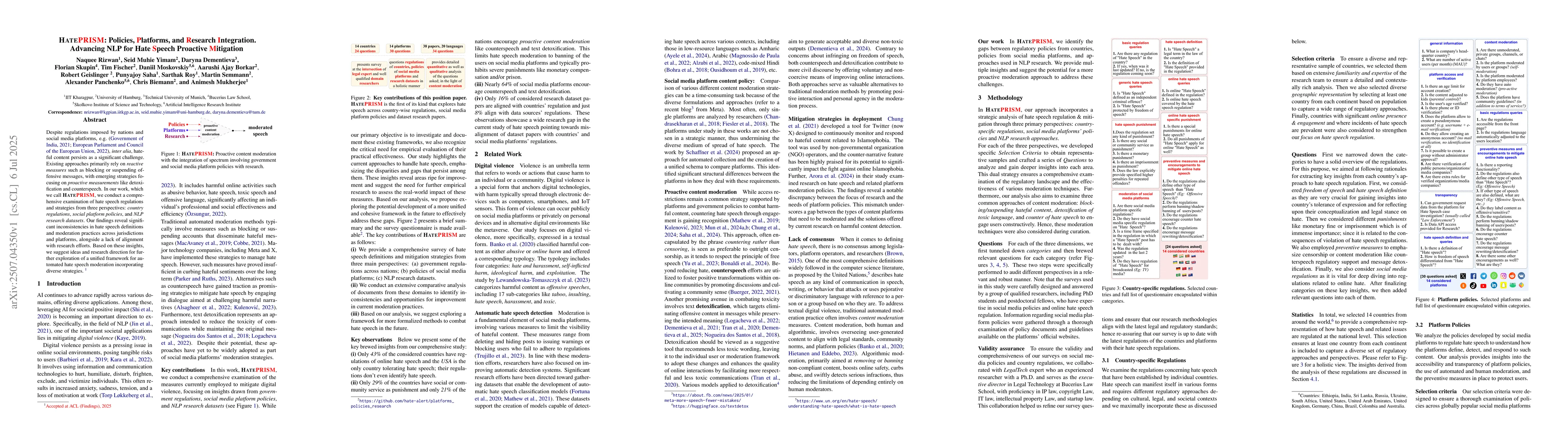 Thumbnail for HatePRISM: Policies, Platforms, and Research Integration. Advancing NLP
  for Hate Speech Proactive Mitigation