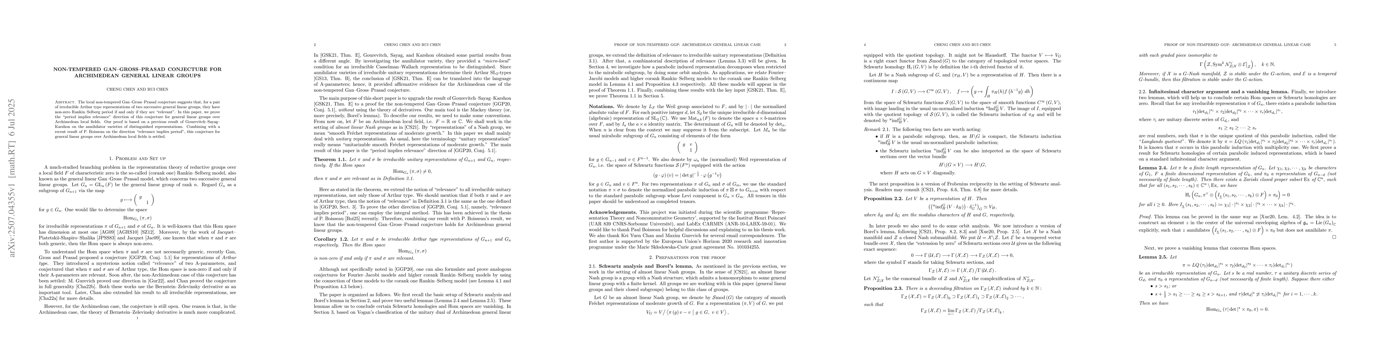 Thumbnail for Non-tempered Gan-Gross-Prasad conjecture for Archimedean general linear
  groups