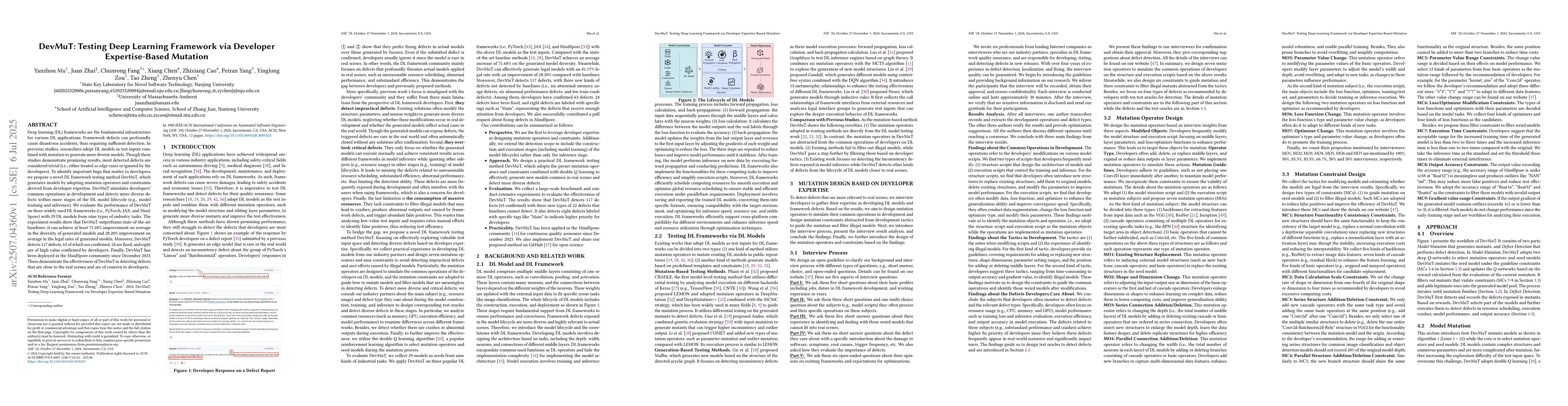 Thumbnail for DevMuT: Testing Deep Learning Framework via Developer Expertise-Based
  Mutation