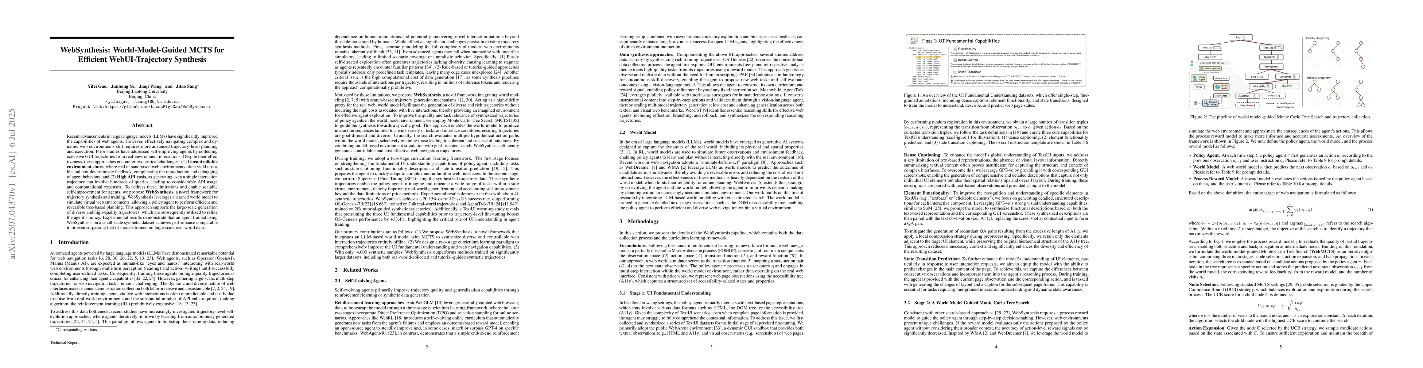Thumbnail for WebSynthesis: World-Model-Guided MCTS for Efficient WebUI-Trajectory
  Synthesis
