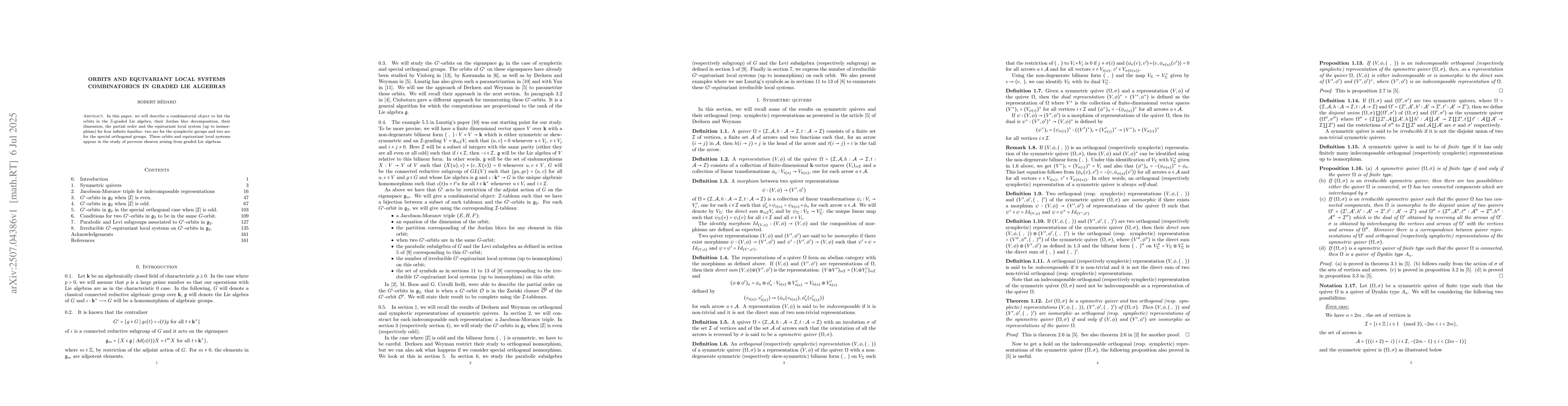 Thumbnail for Orbits and equivariant local systems combinatorics in graded Lie
  algebras