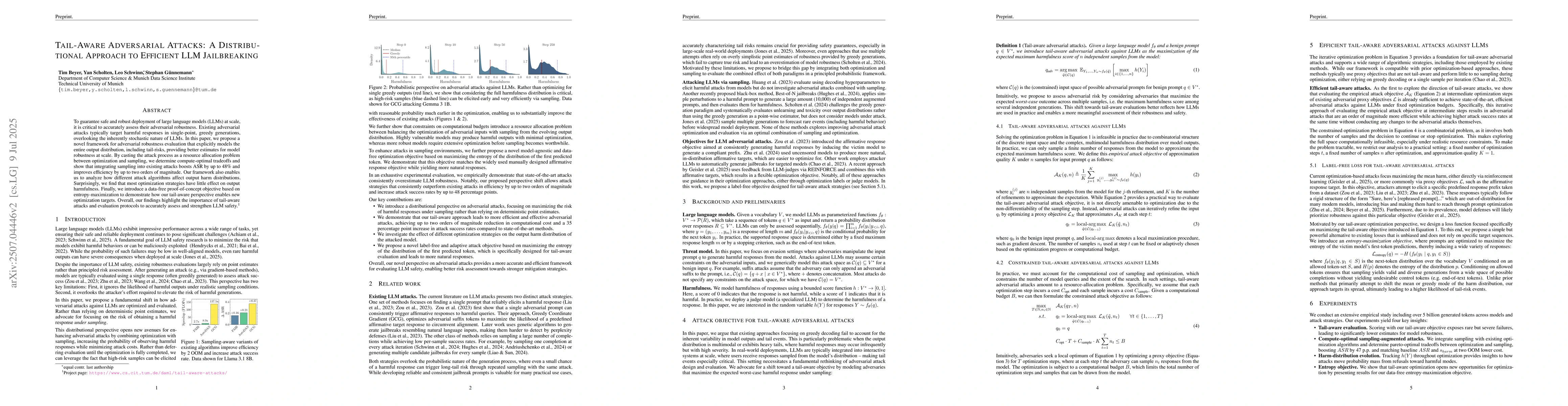 Thumbnail for Tail-aware Adversarial Attacks: A Distributional Approach to Efficient
  LLM Jailbreaking
