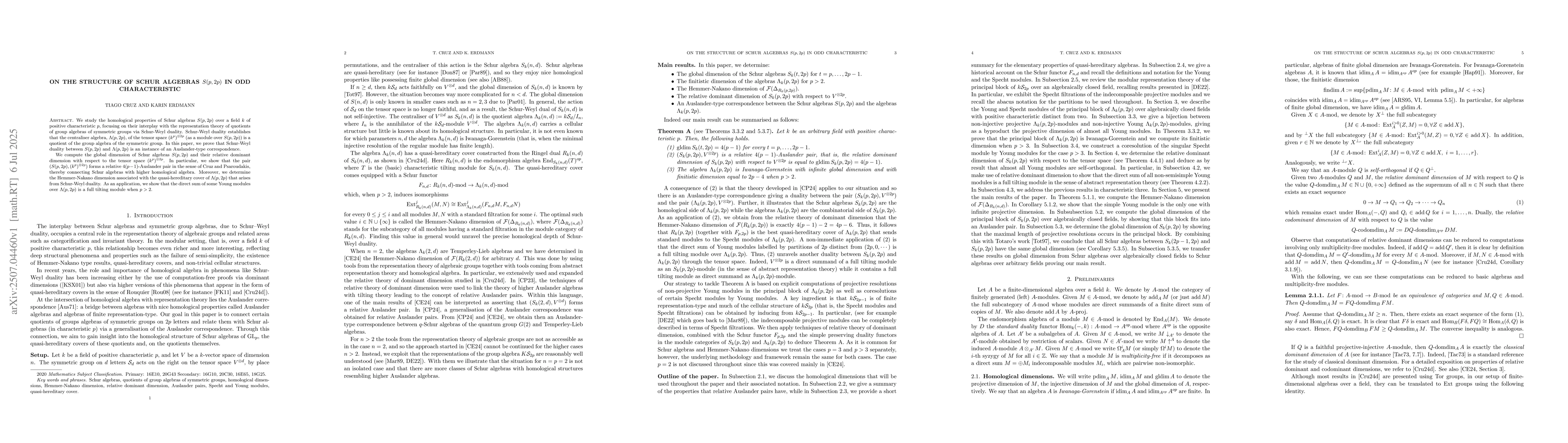 Thumbnail for On the structure of Schur algebras $S(p, 2p)$ in odd characteristic