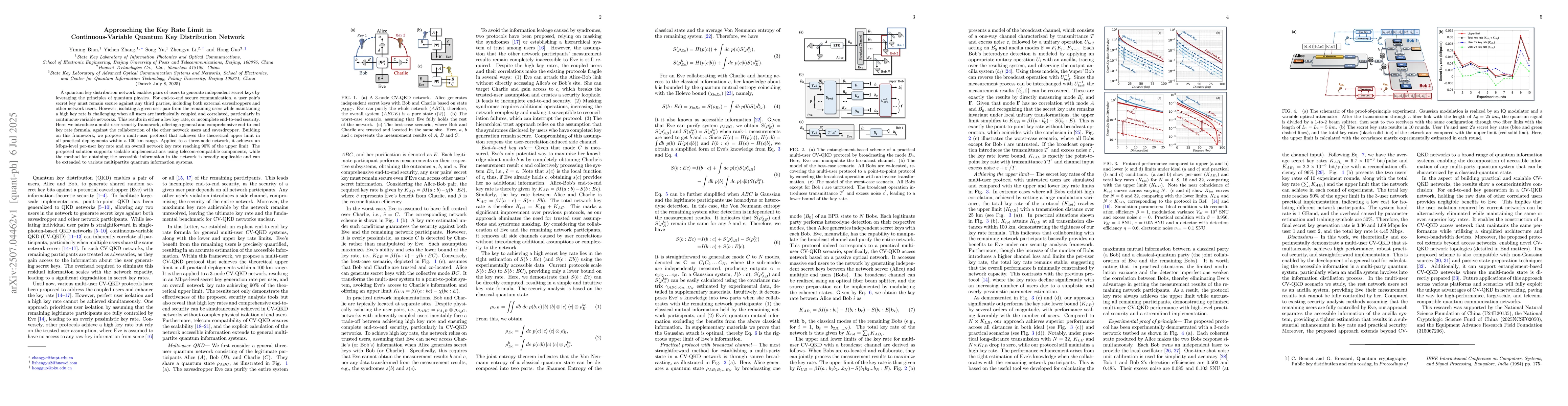 Thumbnail for Approaching the Key Rate Limit in Continuous-Variable Quantum Key
  Distribution Network