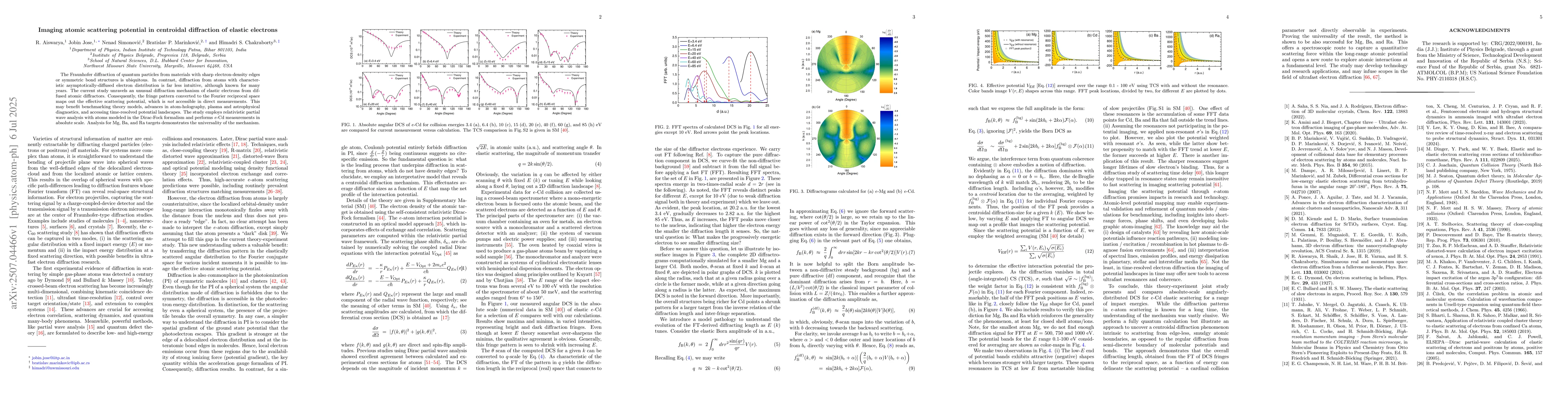Thumbnail for Imaging atomic scattering potential in centroidal diffraction of elastic
  electrons