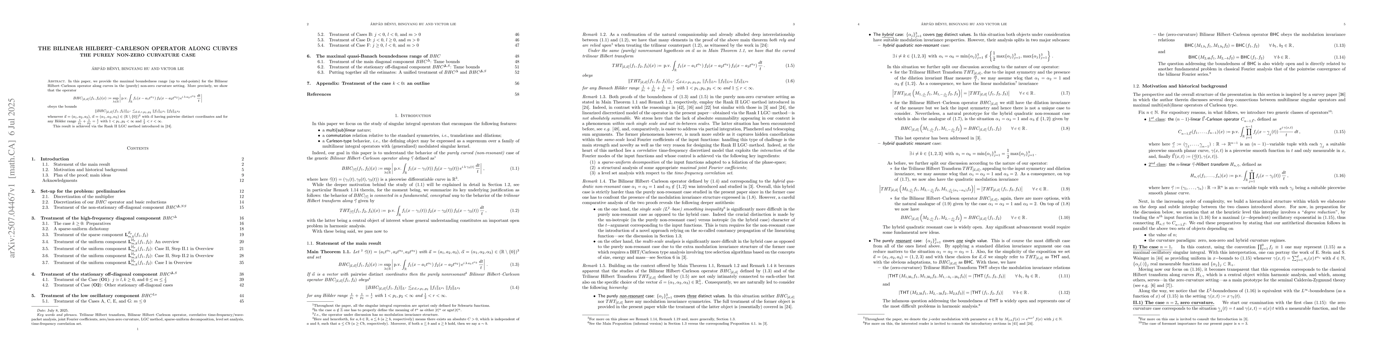Thumbnail for The Bilinear Hilbert-Carleson operator along curves. The purely non-zero
  curvature case