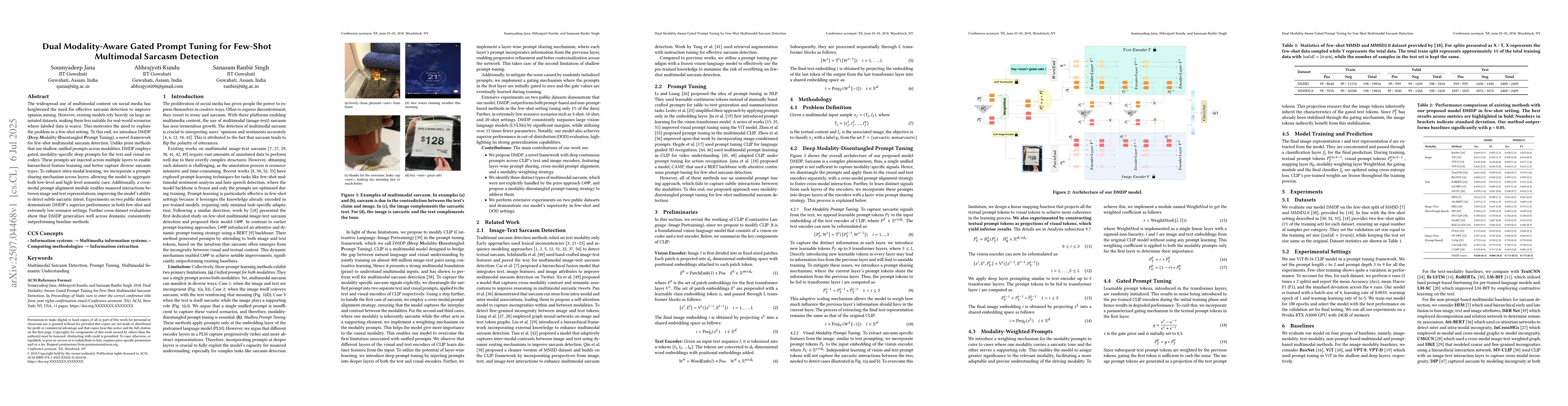 Thumbnail for Dual Modality-Aware Gated Prompt Tuning for Few-Shot Multimodal Sarcasm
  Detection